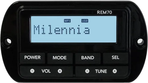 Vista 3 de Combo de receptor de radio marino USB Bluetooth estilo calibre con control remoto con cable, radio marina universal con cable de 22 pulgadas, antena