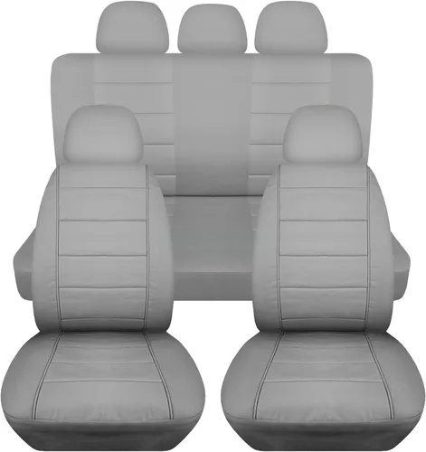 Vista 12 de Totally Covers Fundas de asiento de coche sólidas con 5 fundas (2 delanteras + 3 traseras) para reposacabezas: color negro, ajuste