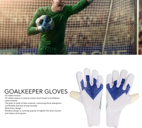 Vista 2 de Football Goalkeeper Gloves with Strong Palm Grip, Non Slip Latex and Nylon Soccer Goalie Glove, Breathable Design with Finger Protection for Men and