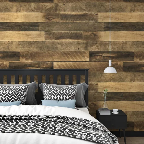 Vista 4 de Papel tapiz autoadhesivo de textura de madera rústica de vinilo marrón, impermeable, para encimera, cocina, gabinetes, envolturas, de 12 x 80