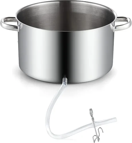 Vista 7 de Cook N Home Basics Exprimidor de jugo para enlatado con extractor, con sartén para agua/cocción, sartén para jugo, colador/sartén de carga, tapa