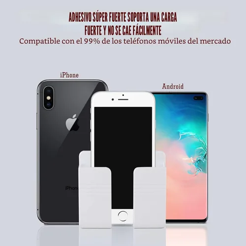 Vista 3 de CEI&BPY 2 piezas de soporte para teléfono montado en pared, soporte para teléfono con autoadhesivo. Soporte para teléfono para carga de RV. Negro