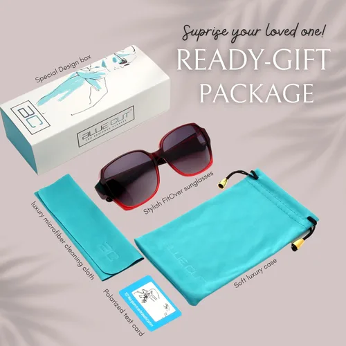 Vista 7 de BLUE CUT Gafas de sol polarizadas para mujer, con estilo protector solar con clip sobre gafas graduadas