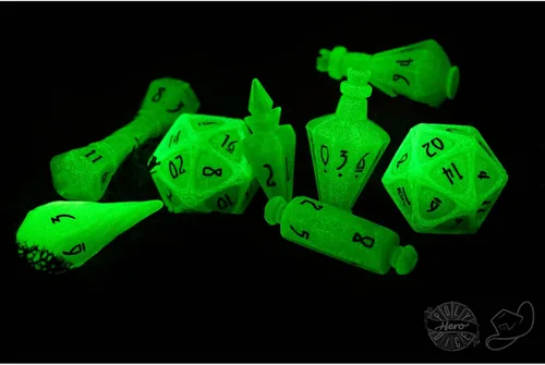 Vista 3 de PolyHero Wizard Dice Set – Acid Splash Polyheadral Shaped Dice for D&D & RPG - Role Playing Games 8-Piece Themed Set, Unique Gift for Tabletop