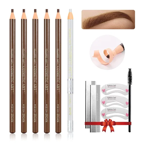 Vista 11 de Set de Lápiz de Cejas Impermeable, Lápiz de Cejas con Cordón de Tirar y Desmontable, Kit de Suministros de Microblading, Lápiz de Línea de Ojos