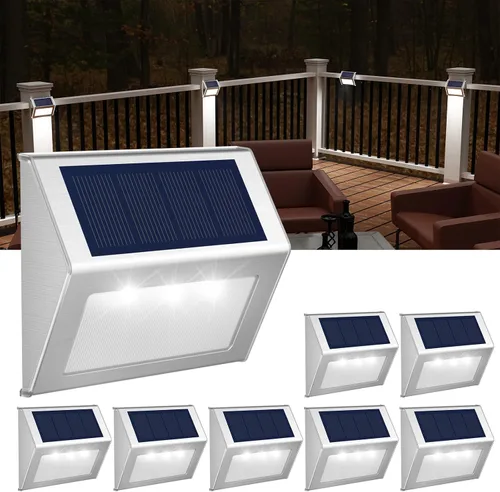 Vista 10 de JSOT - Luces solares de exteriores para terraza, impermeable, funciona con energía solar, luz led inalámbrica para pasarela, patio, escaleras