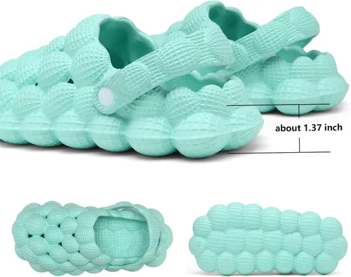 Vista 4 de Zuecos de jardín para niñas y niños, lindas sandalias de masaje de lichi para niños, sandalias de meter para playa, piscina, ducha, zuecos clásicos
