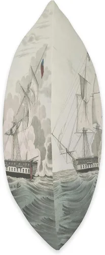 Vista 2 de War of 1812 Navy Warship Battle USS Constitution & HMS Java Naval Battle Illustration (1846) - Almohada de 16 x 16 pulgadas, multicolor
