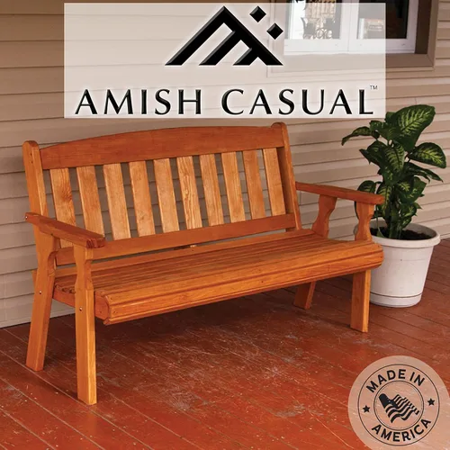 Vista 3 de Amish silla de jardín resistente elaborada con presión, 800 libras mancha de cedro