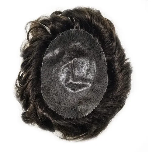 Vista 246 de Toupee para hombre 100% cabello humano real tupé para hombres 0.004 in piel de poliuretano para hombre, sistema de reemplazo de piezas de pelo