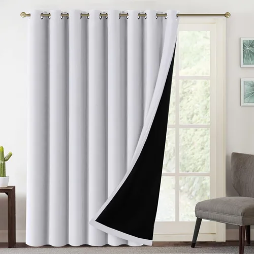 Vista 8 de MeilleMaison Paneles de cortina 100 % opacas para ventana de dormitorio, bloqueo de luz completa, de 84 pulgadas de largo, con aislamiento térmico