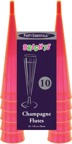 Vista 7 de Party Essentials Copas de champán de plástico duro de dos piezas de 5 onzas, rosa neón, 10