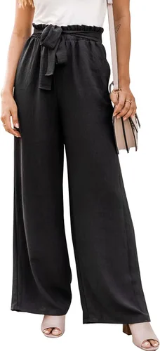 Vista 2 de NIMIN Pantalones de pierna ancha para mujer, cintura alta, pantalones casuales de negocios, pantalones de trabajo, pantalones sueltos y fluidos