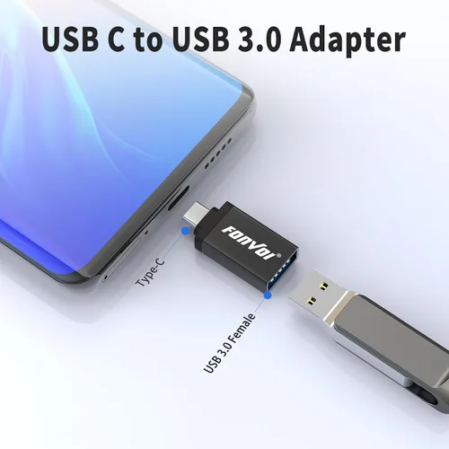 Vista 6 de Adaptador USB C a USB [4 estaciones], USB tipo C macho a USB 3.0 hembra OTG adaptador compatible con MacBook Pro, Chromebook, Pixelbook, Microsoft