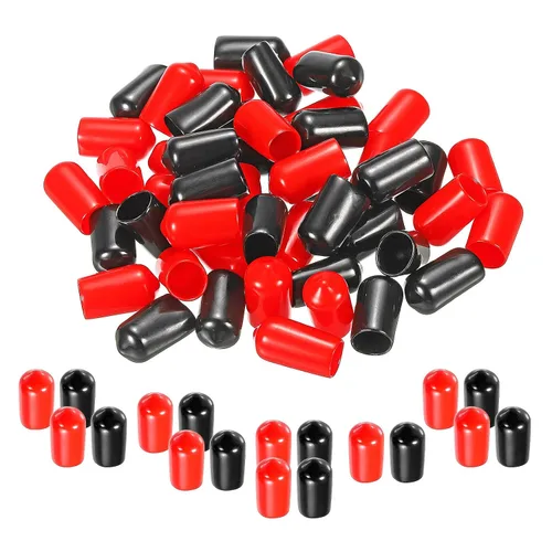 Vista 65 de MECCANIXITY 50 unids tapas de goma Surtido de 0.079 in PVC vinilo tornillo rosca protector para tornillo tornillo negro rojo