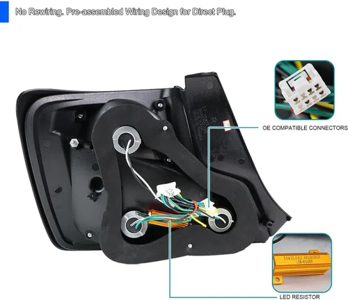 Vista 5 de SPEC-D TUNING Luces traseras LED negras con barra de luz LED blanca compatible con Scion TC 2011-2013, conjunto de par izquierdo + derecho