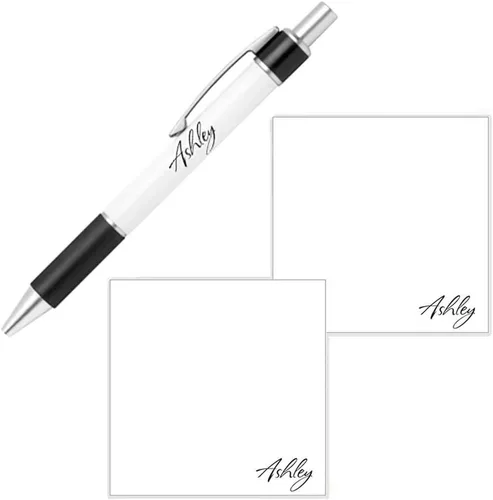 Vista 14 de Juego de notas adhesivas con nombre personalizado y bolígrafo, blocs de notas de papel de papelería personalizados, suministros de fiesta escolar