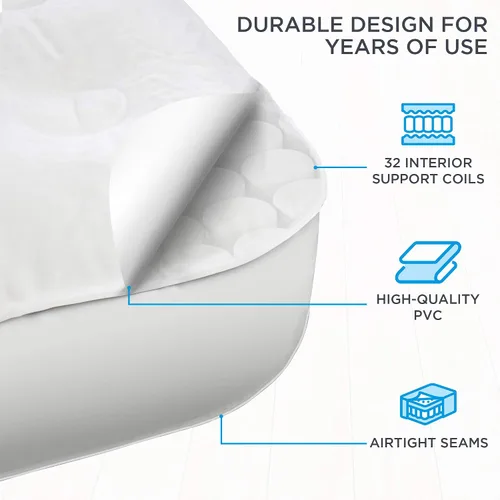 Vista 3 de Colchón hinchable de Ivation EZ-Bed, con marco y funda con ruedas, interruptor de autoapagado para lograr la comodidad deseada, superficie cómoda
