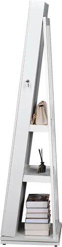 Vista 3 de CREATIVE HOBBIES Armario de joyería giratorio de 360, espejo LED de longitud completa para mujer, espejo independiente con almacenamiento de joyas