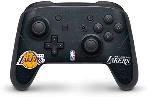 Vista 4 de Skinit Calcomanía para juegos compatible con el controlador Nintendo Switch Pro, con licencia oficial de la NBA Los Angeles Lakers Black Animal