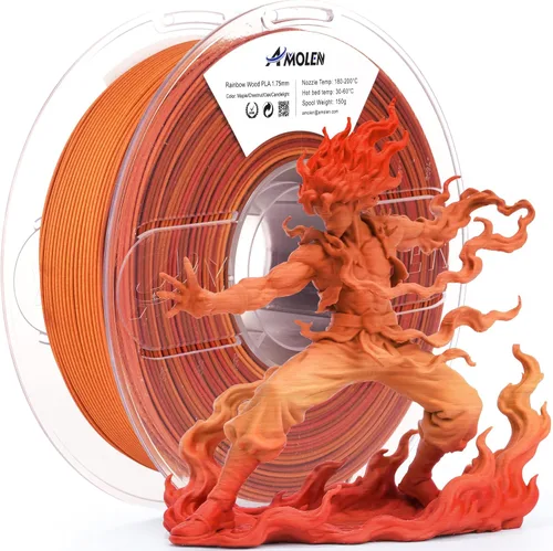 Vista 10 de AMOLEN - Filamento para impresora 3D de PLA de madera de bambú, filamento de PLA de 1.75mm con 15% de fibra de bambú real, 1kg/2.2lb con 15%