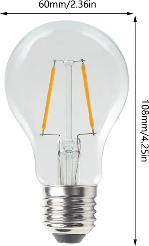 Vista 2 de Lxcom Lighting Bombilla LED Edison A19, bombillas LED de filamento de 2 W, equivalente a 20 W, blanco cálido, 2700 K, no regulable, vidrio