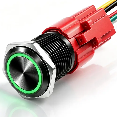 Vista 7 de Twidec /6 unids interruptor de botón momentáneo de 0.472 in agujero de montaje de 1/2 "encendido apagado mini redondo impermeable negro con cables