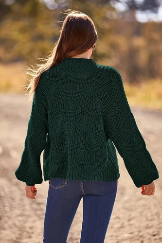 Vista 9 de PRETTYGARDEN Suéteres de otoño de gran tamaño para mujer, estilo casual, cuello redondo, manga larga, tejido trenzado grueso, blusa