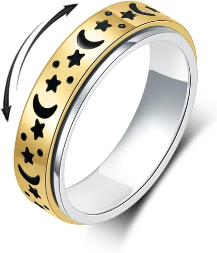 Vista 14 de Anillo de ansiedad OreilleStar para mujer, anillo de dedo de acero inoxidable, juguetes de dedo para adultos, anillos giratorios para el pulgar 2