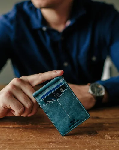Vista 2 de SERMAN BRANDS RFID Blocking Wallet Slim Bifold - Genuine Leather Minimalist Front Pocket Wallets for Men with Money Clip Gift