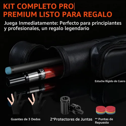 Vista 10 de AKLOT Carbon Fiber Pool Cue Stick, 58”, 19oz, Low Deflection Pro Billiard Stick, 12.5mm Tip, Maple Butt & Buffalo Leather Grip Weight Adjustment
