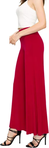 Vista 40 de Made By Johnny Pantalones palazzo elásticos de pierna ancha para mujer, lisos, casuales, cómodos