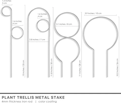 Vista 6 de Pequeño enrejado de metal para plantas de interior, estacas de metal para plantas trepadoras, soporte para plantas en maceta, orquídeas, Monstera