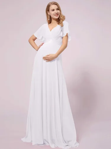 Vista 4 de Ever-Pretty Womens Chiffon V-Neck Short Sleeve A-line Ruched Summer Maternity Dresses 09890-EY