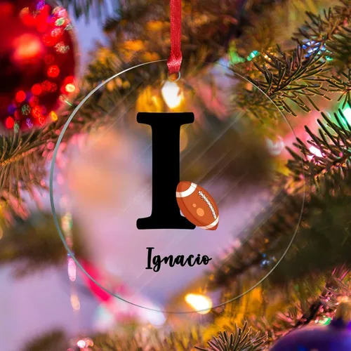 Vista 11 de Adornos colgantes personalizados con monograma inicial de letra A, árbol de Navidad, apellido personalizado, decoración de árbol de Navidad, feliz