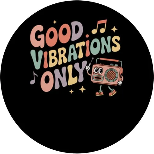 Vista 3 de Good Vibrations Only Retro Boombox Fun PopSockets Adhesive PopGrip