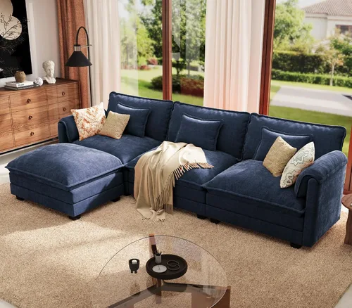 Vista 56 de Sofá modular de gran tamaño de 113 pulgadas, cómodo sofá en forma de L con funda extraíble, asiento ancho y profundo moderno para sala de estar