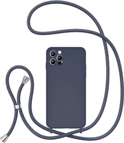 Vista 19 de UEEBAI Funda de teléfono con cordón cruzado para iPhone 14 de 6.1 pulgadas, funda de silicona con correa ajustable para collar, correa suave
