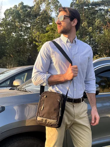 Vista 7 de BAIGIO Bolsa de mensajero para hombre, bolsa de hombro, bolsa de viaje, bolso para hombre, bolso casual para trabajo y negocios