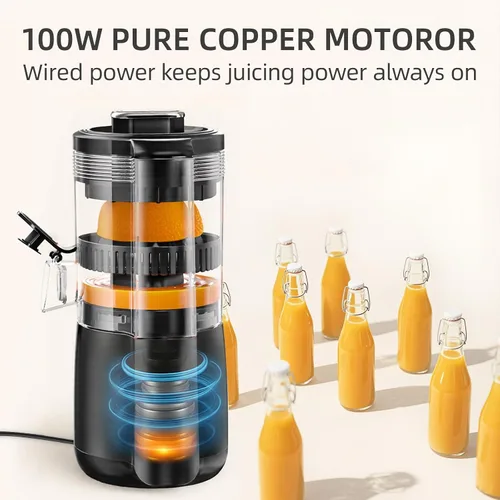 Vista 5 de Exprimidor Eléctrico de Jugo de Naranja Keerain, Máquina Exprimidora de Cítricos Sin Manos con Cepillo de Limpieza, Exprimidor Automático de Alta