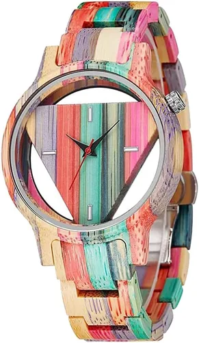 Vista 11 de Wooden Watches for Men Handmade Colorful Bamboo Engraved Wood Watch Analog Quartz Men's Wooden Watch Cus-Q1230