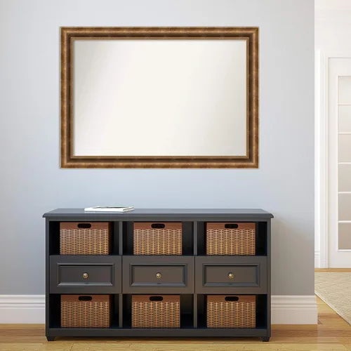 Vista 704 de Amanti Art Espejo de pared personalizado no biselado (25 x 25 pulgadas), marco de bronce acentuado, varios tamaños personalizados, espejo de baño