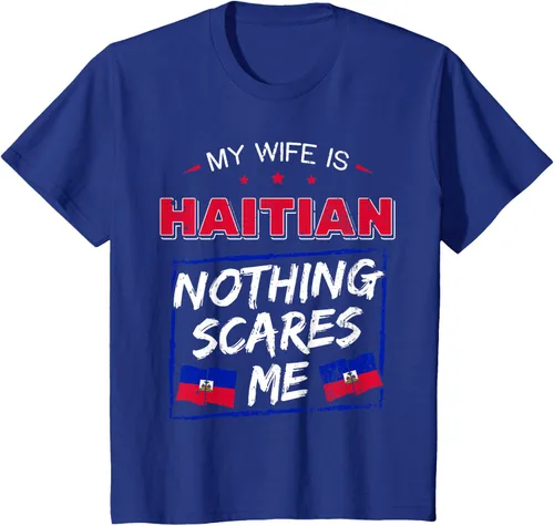 Vista 38 de My Wife Is Haitian Republic of Haiti Heritage Roots - Camiseta con bandera, Negro, S