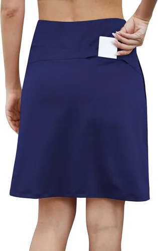 Vista 3 de Hount Falda pantalón de golf de 20 pulgadas de largo hasta la rodilla para mujer, falda de tenis, falda larga atlética casual deportiva con 4