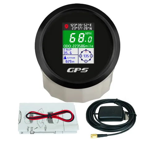 Vista 7 de Kit de medidor de velocímetro digital GPS universal de 2 pulgadas con nudo MPH ajustable ODO Km/h 12 24 voltios (2.047 in negro + negro)