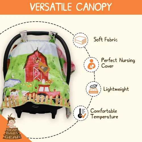 Vista 2 de Dear Baby Gear Funda de asiento de automóvil para niños y niñas, toldo para asiento de automóvil para bebé con apertura a presión, funda de asiento