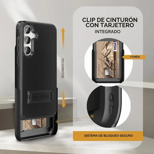 Vista 4 de MOTIVE - Funda para Samsung Galaxy S25 Plus con clip para cinturón y soporte, 6.7 pulgadas Case & Holster, MagSafe compatible, built-in Kickstand