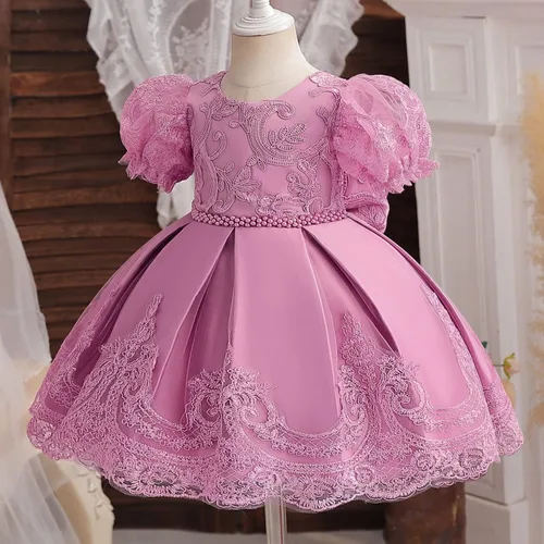 Vista 2 de NNJXD - Vestido de princesa de tul con flores, para usar en bodas, para niñas pequeñas y bebés