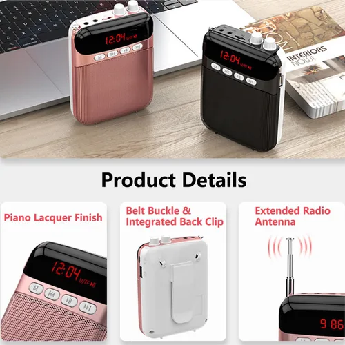 Vista 5 de Kinizuxi Amplificador de Voz Portátil para Profesores, Amplificador Personal de 2400mAh con Auriculares para Hablar, Sistema PA Recargable