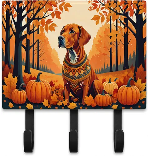 Vista 8 de Affenpinscher - Correa de otoño o llavero Affenpinscher Fall artwork on ceramic tile with three steel hooks for keys, leashes, towels